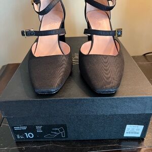 J.CREW Moire Double Buckle Pump Black 10